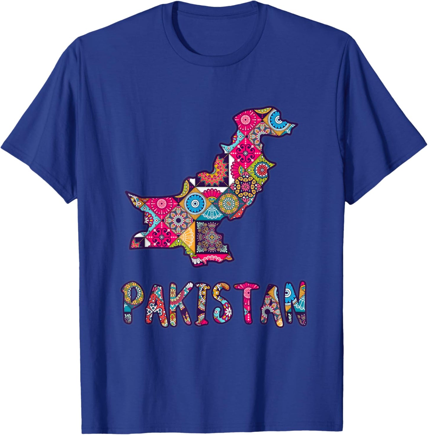 Pakistan Map filled with Pakistani truck art pattern T-Shirt - T-Shirt | Royal