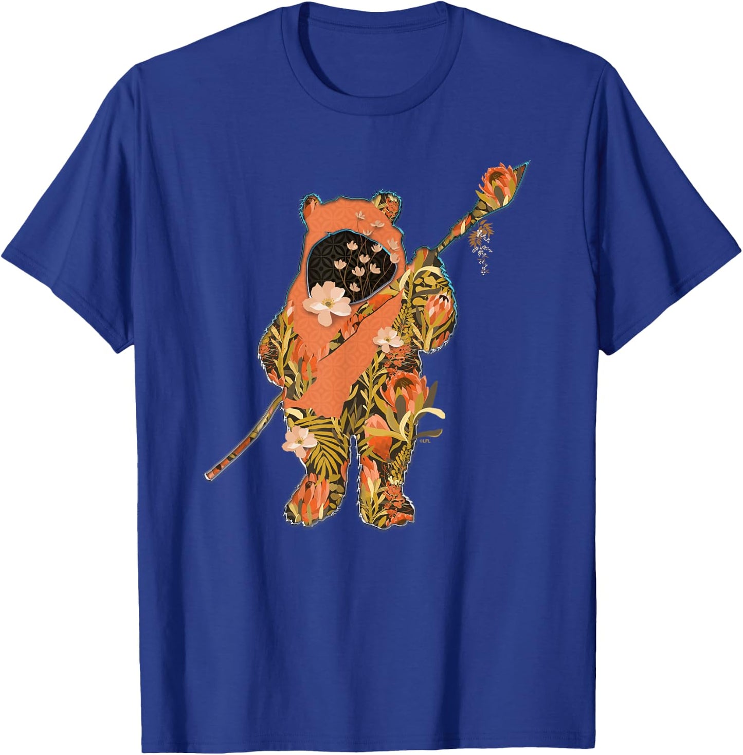 Star Wars Wicket Ewok Endor Floral Garden Reimagined T-Shirt - T-Shirt | Royal