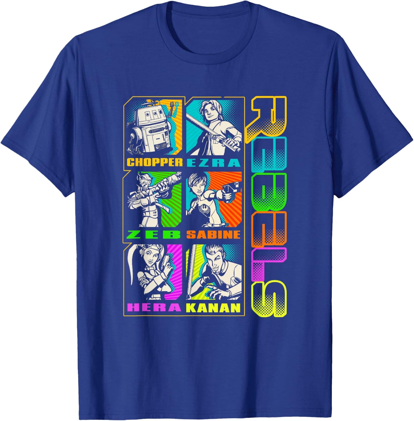 Star Wars Rebels Vintage Stacked Character Panels Mashup T-Shirt - T-Shirt | Royal