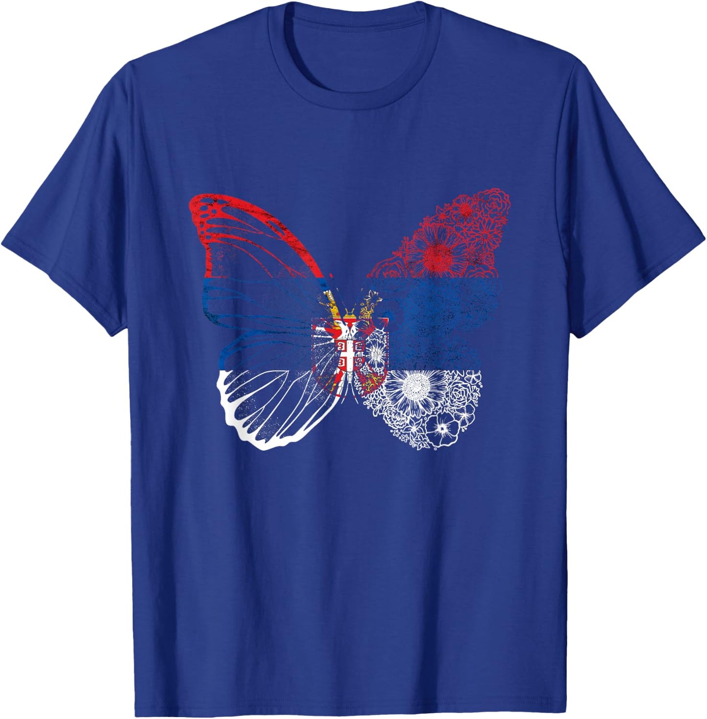 Serbian Flag Serbian Pride Serbian Roots Serbia Butterfly T-Shirt - T-Shirt | Royal