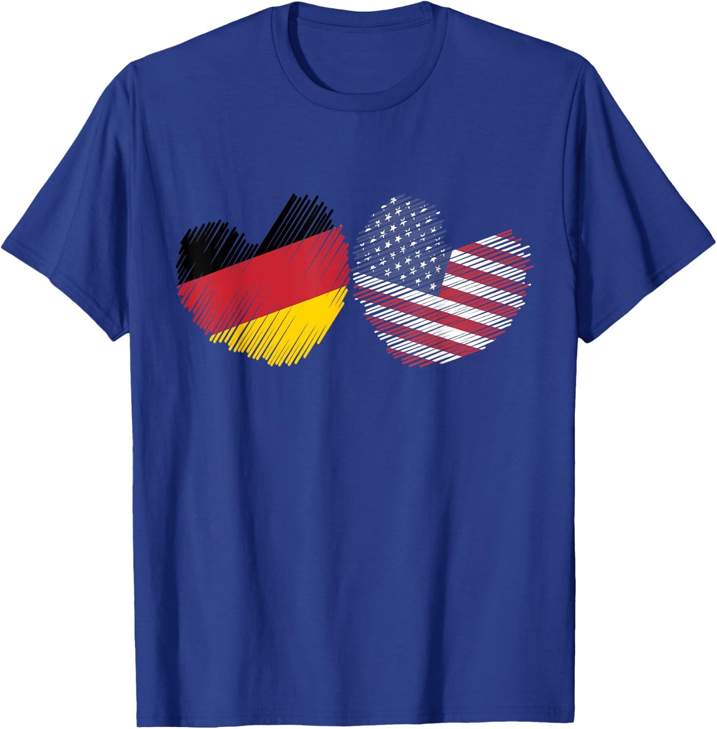 Germany USA Heart German Flag American Flag Grunge Heart T-Shirt - T-Shirt | Royal