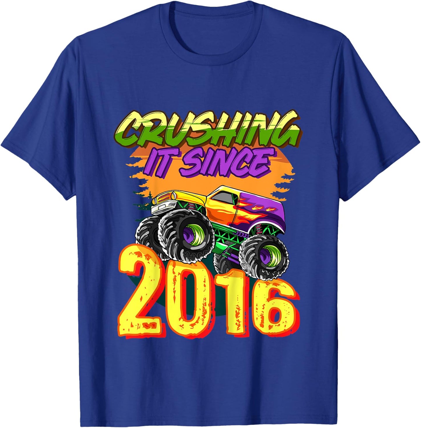 Kids Monster Truck Crushing It Since 2016 Kids Birthday Party T-Shirt - T-Shirt | Royal