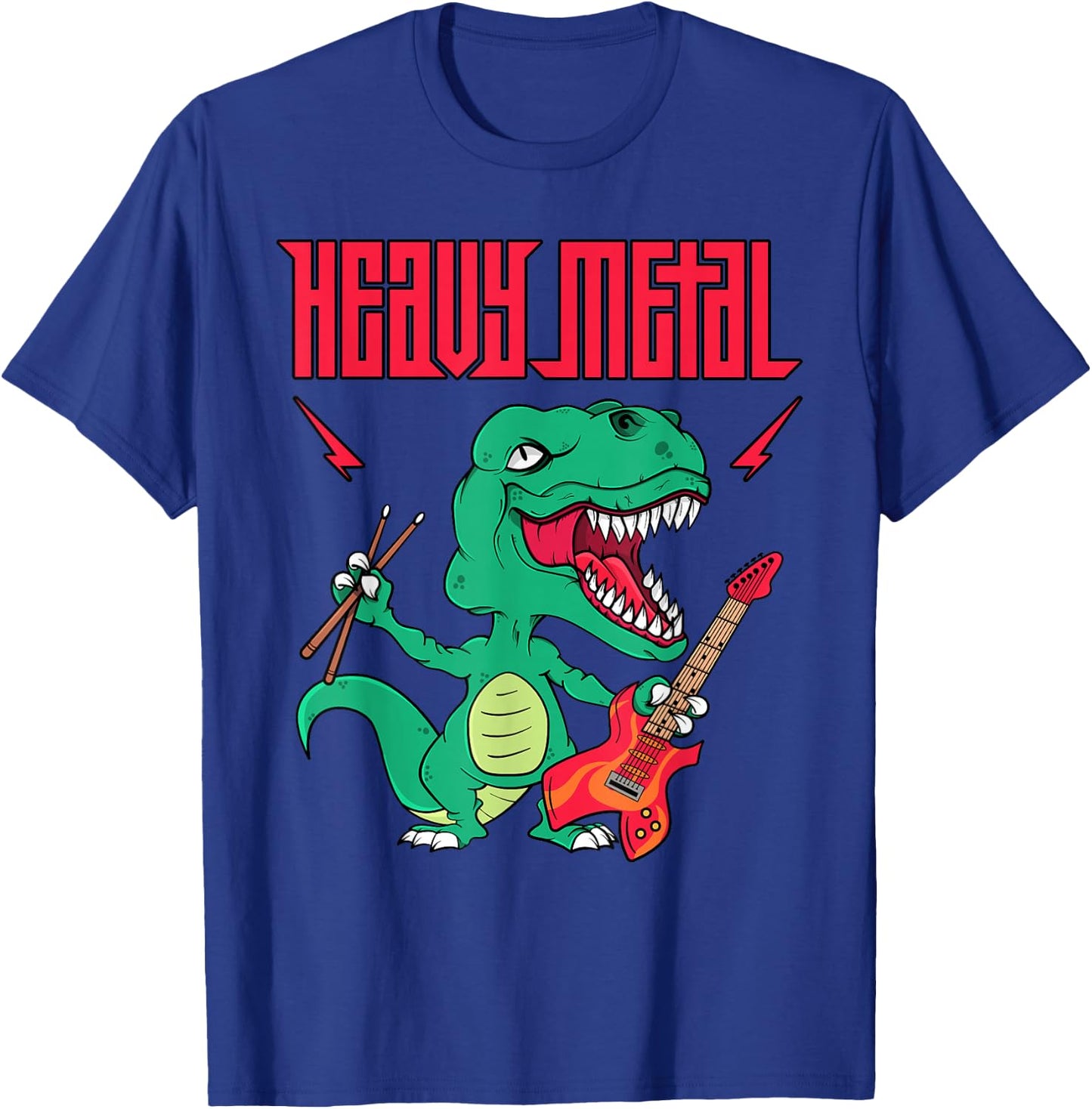 Funny Heavy Metal Dinosaur Design Women and Kids T-Shirt - T-Shirt | Royal