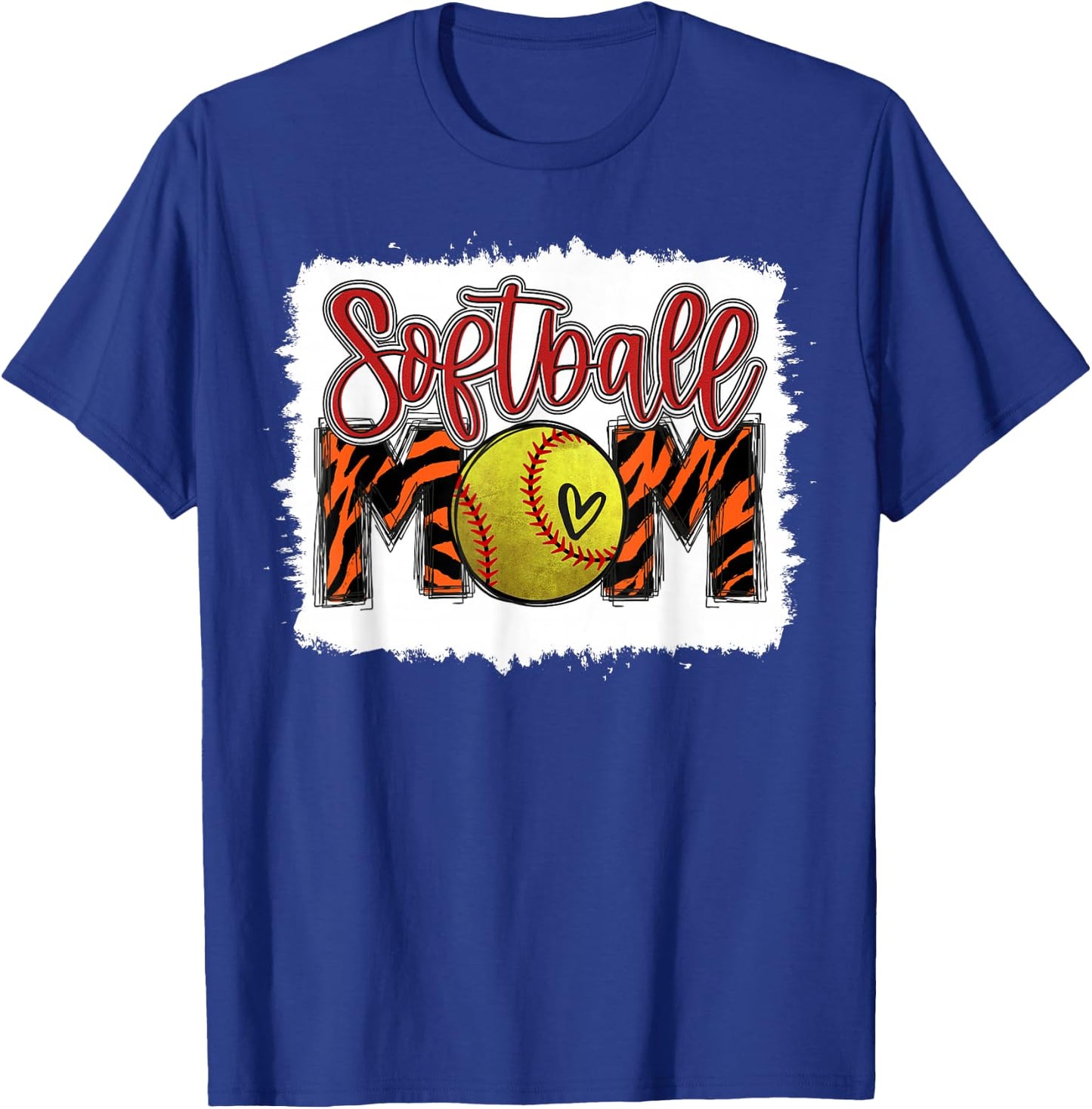 Softball Mom Tiger Print Funny Mother's Day Lovers Girl T-Shirt - T-Shirt | Royal