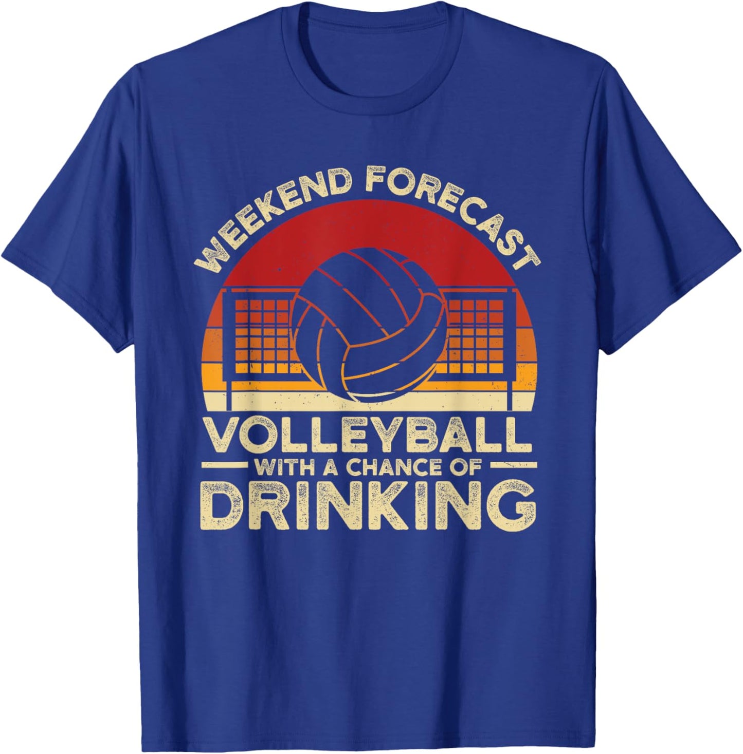 Funny Weekend Forecast Volleyball Retro Setter Vintage T-Shirt - T-Shirt | Royal