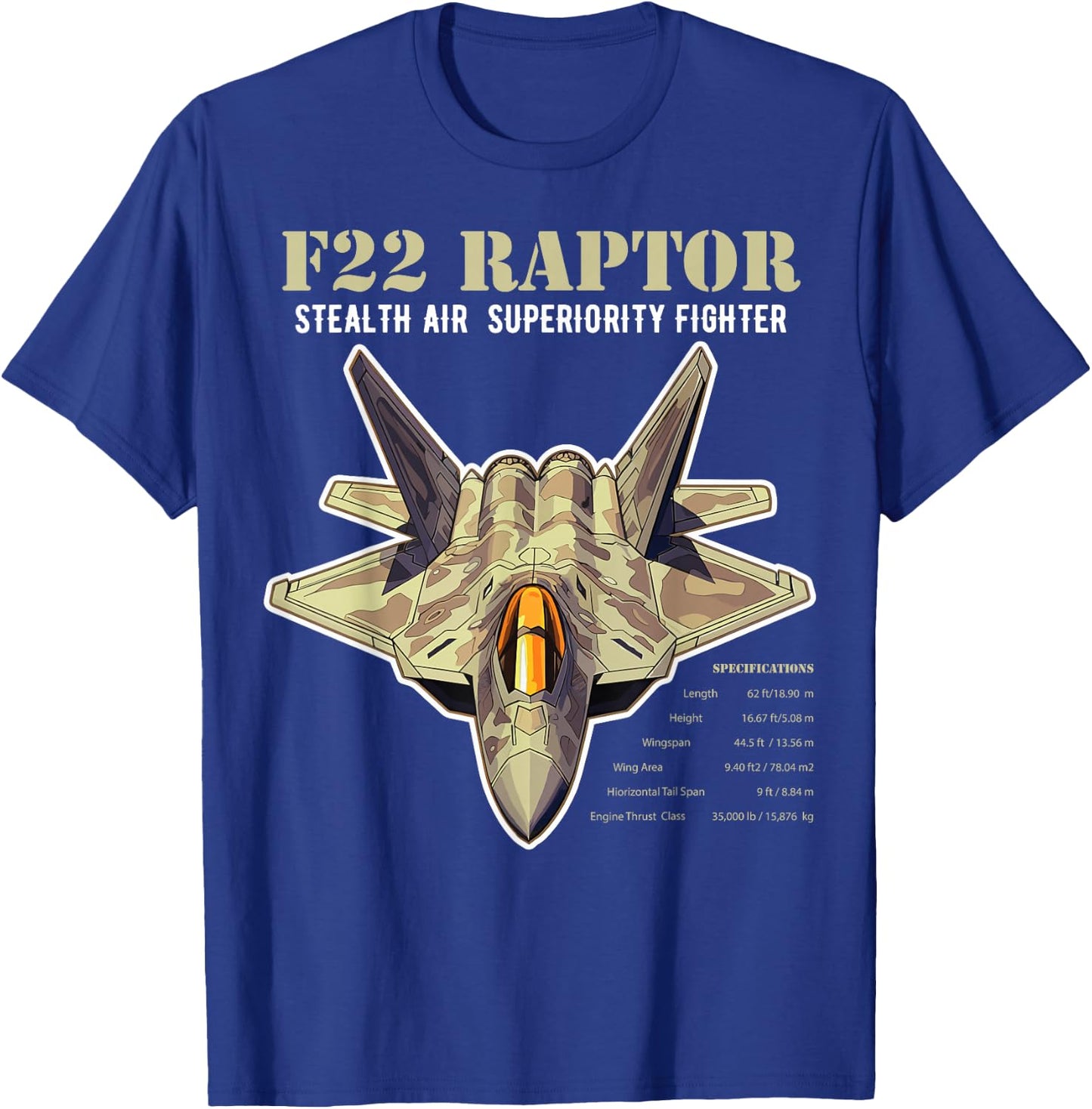 F-22 Raptor Fighter Jet Military Aircraft Men Dad T-Shirt - T-Shirt | Royal