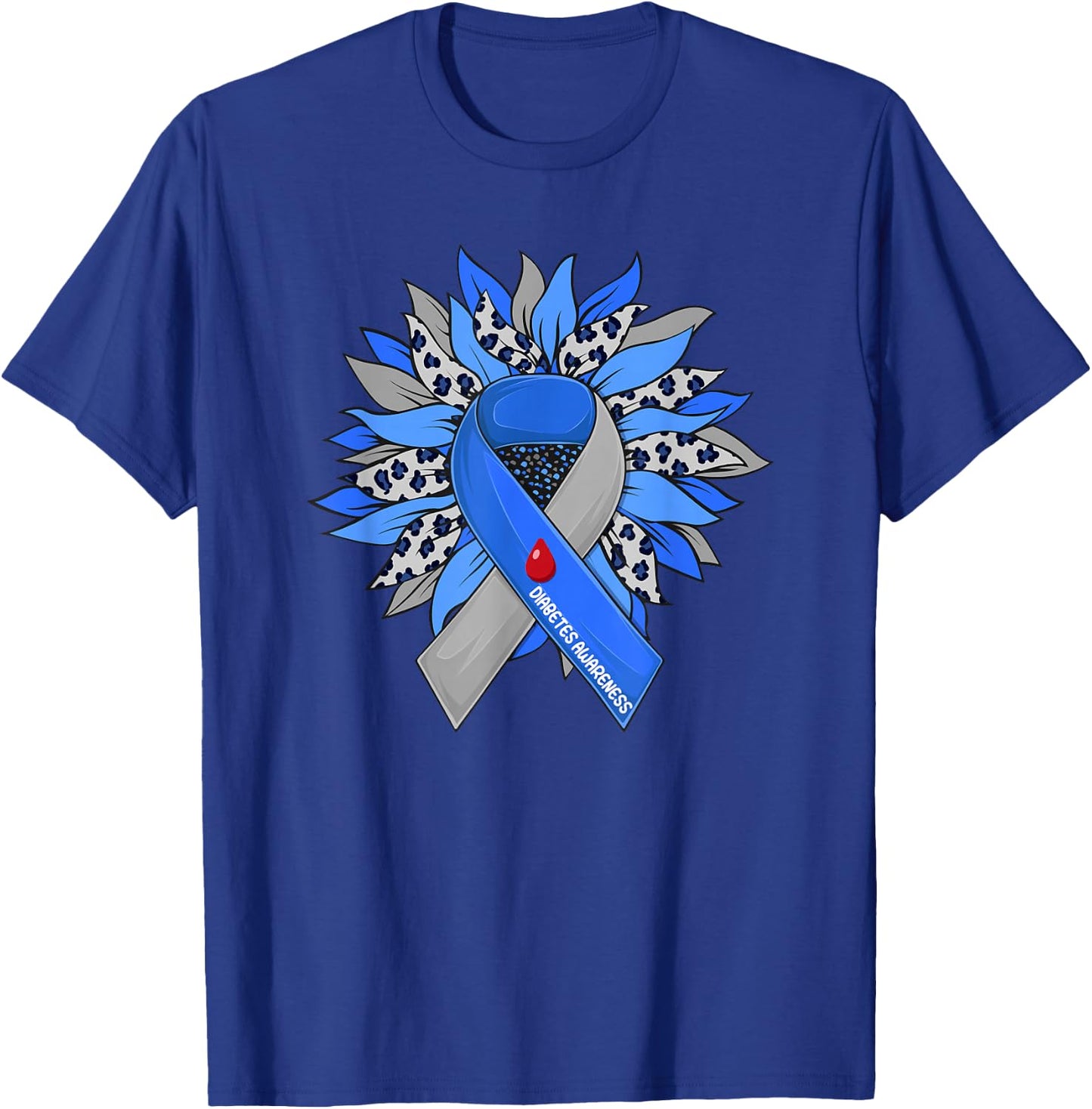Diabetes Sunflower Type T1D T2D Diabetic Diabetes Awareness T-Shirt - T-Shirt | Royal