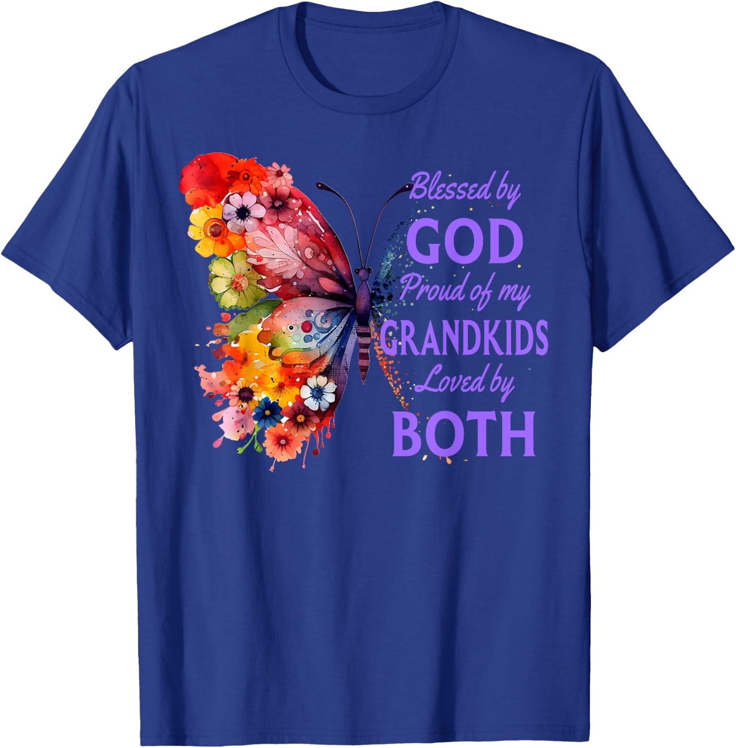 Blessed By God - Proud Of My Grandkids, Butterfly T-Shirt - T-Shirt | Royal