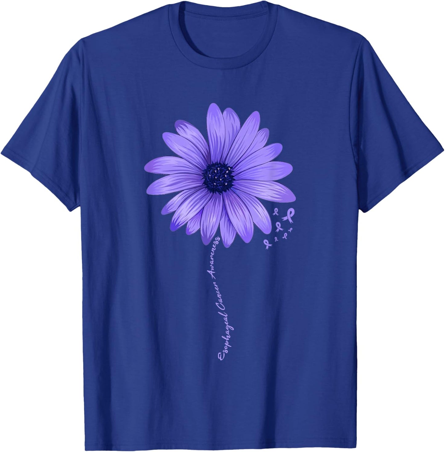 Esophageal Cancer Awareness Sunflower Periwinkle ribbon T-Shirt - T-Shirt | Royal