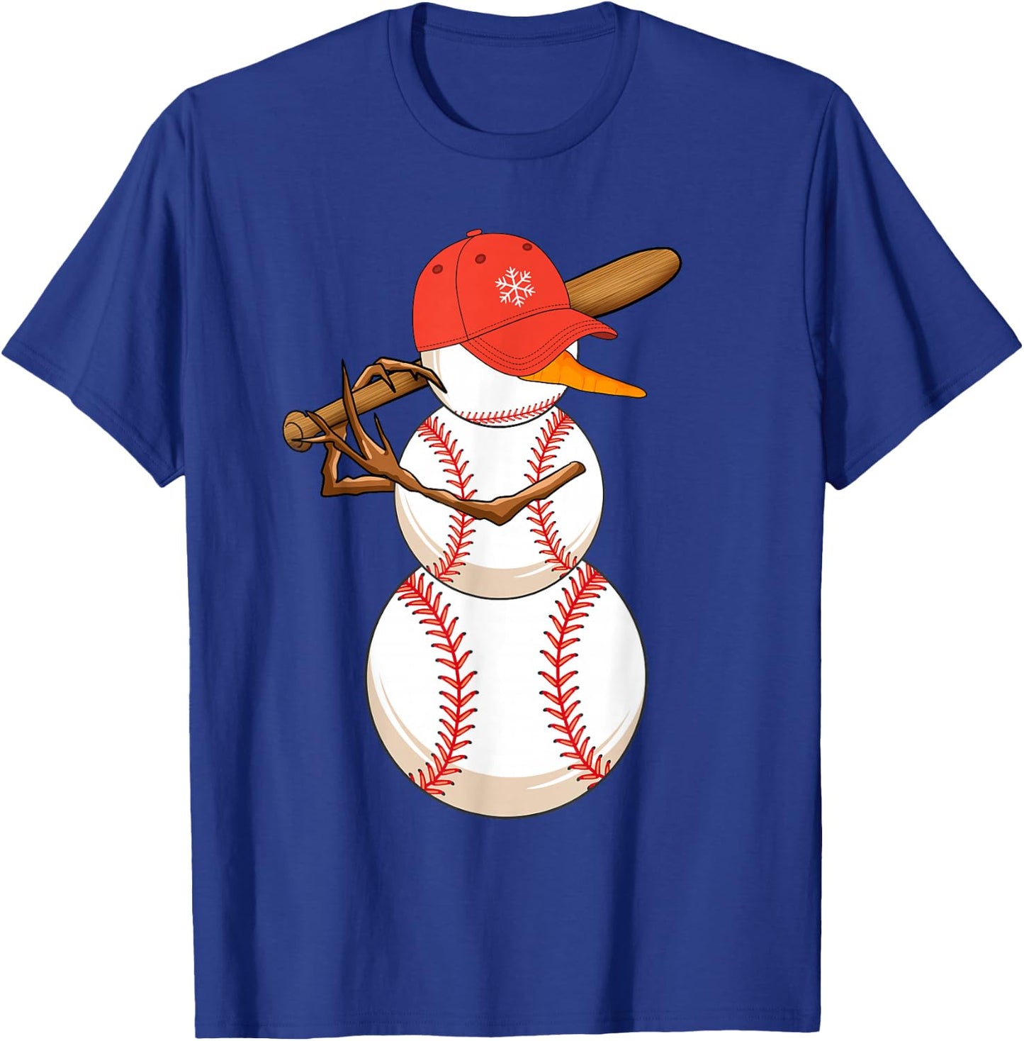 Baseball Snowman Balls Snow Christmas Xmas Women T-Shirt - T-Shirt | Royal