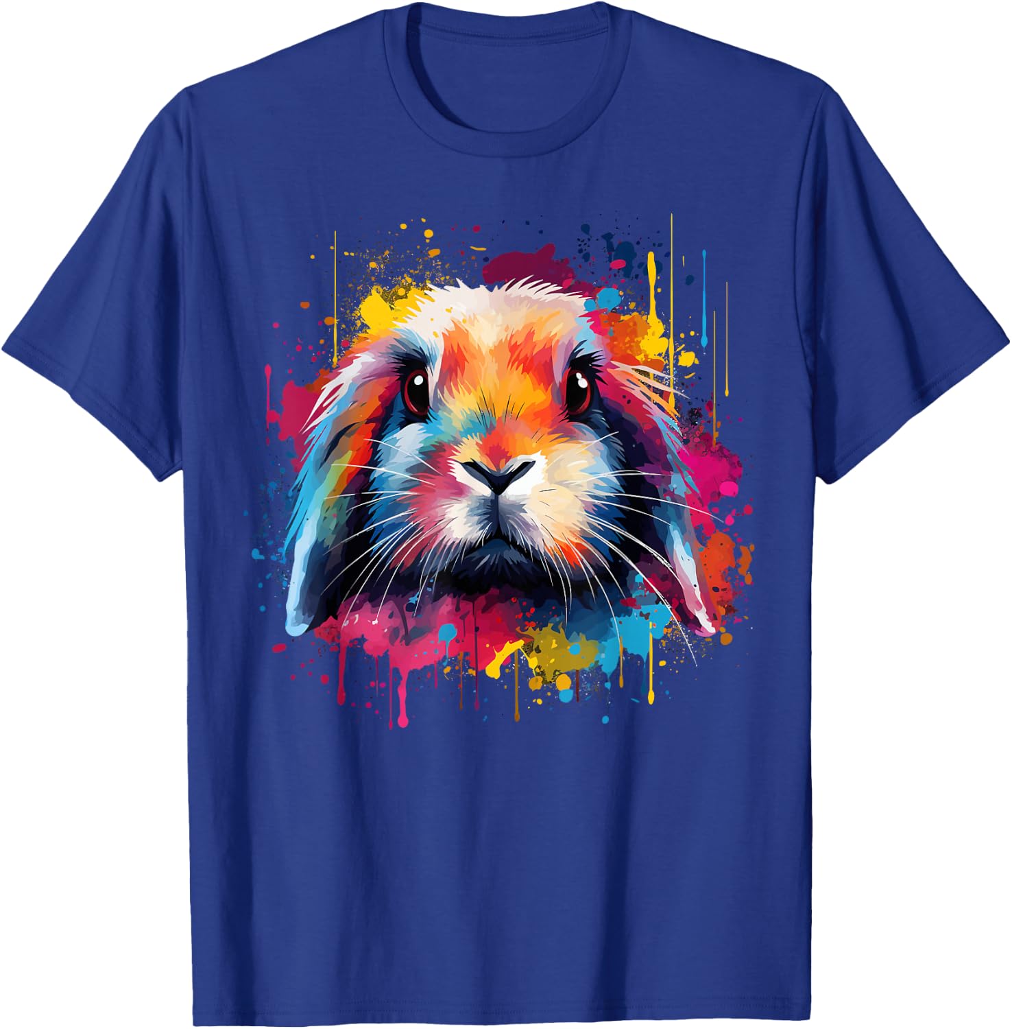 Cute Holland Lop Rabbit Lover Colorful Splash Art T-Shirt - T-Shirt | Royal