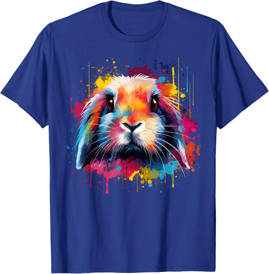 Cute Holland Lop Rabbit Lover Colorful Splash Art T-Shirt - T-Shirt | Royal
