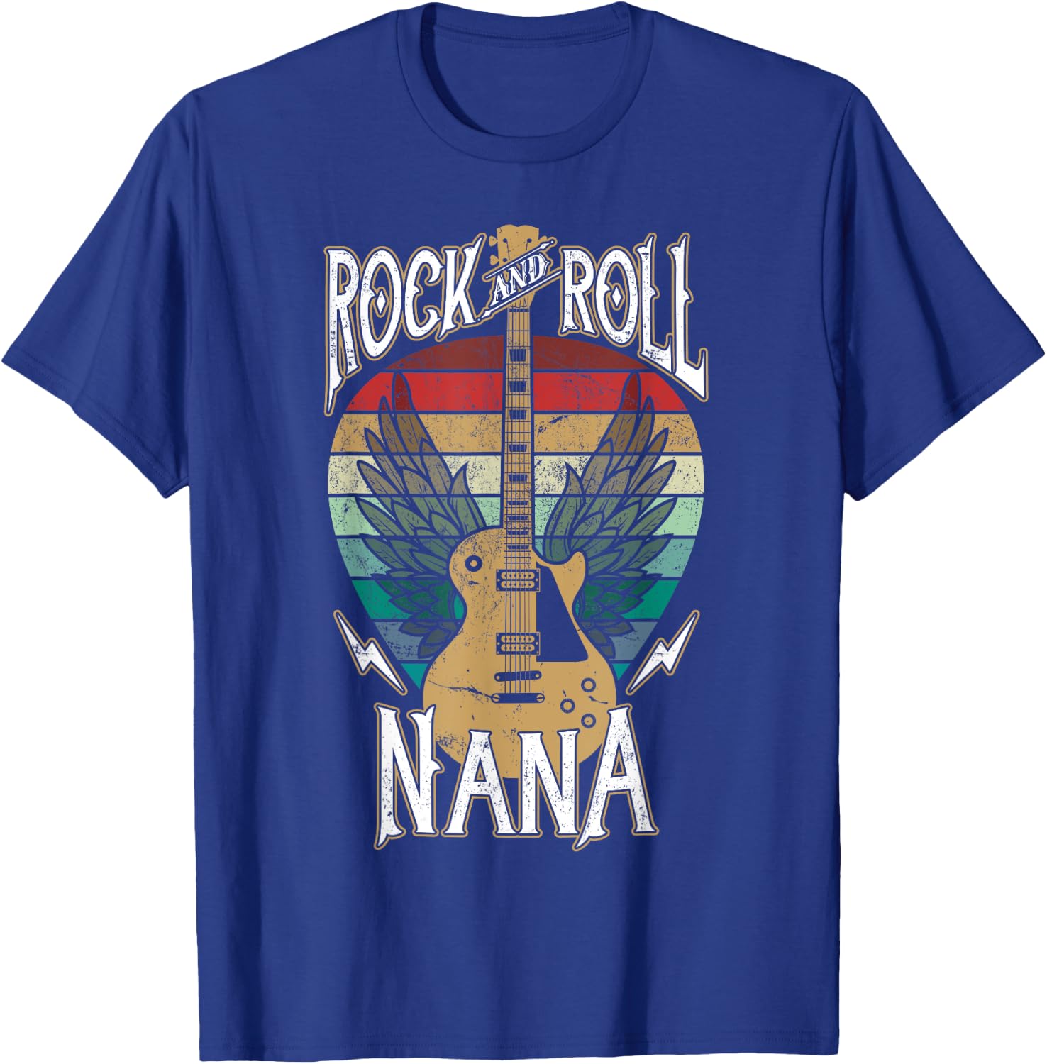 Rock n Roll Nana Vintage Guitar Player Music Lover T-Shirt - T-Shirt | Royal