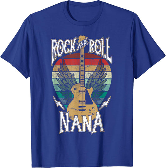 Rock n Roll Nana Vintage Guitar Player Music Lover T-Shirt - T-Shirt | Royal