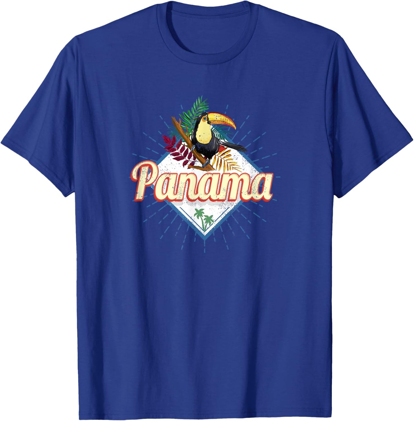 Panama City Toucan Retro Palm Trees Vintage Souvenir T-Shirt - T-Shirt | Royal