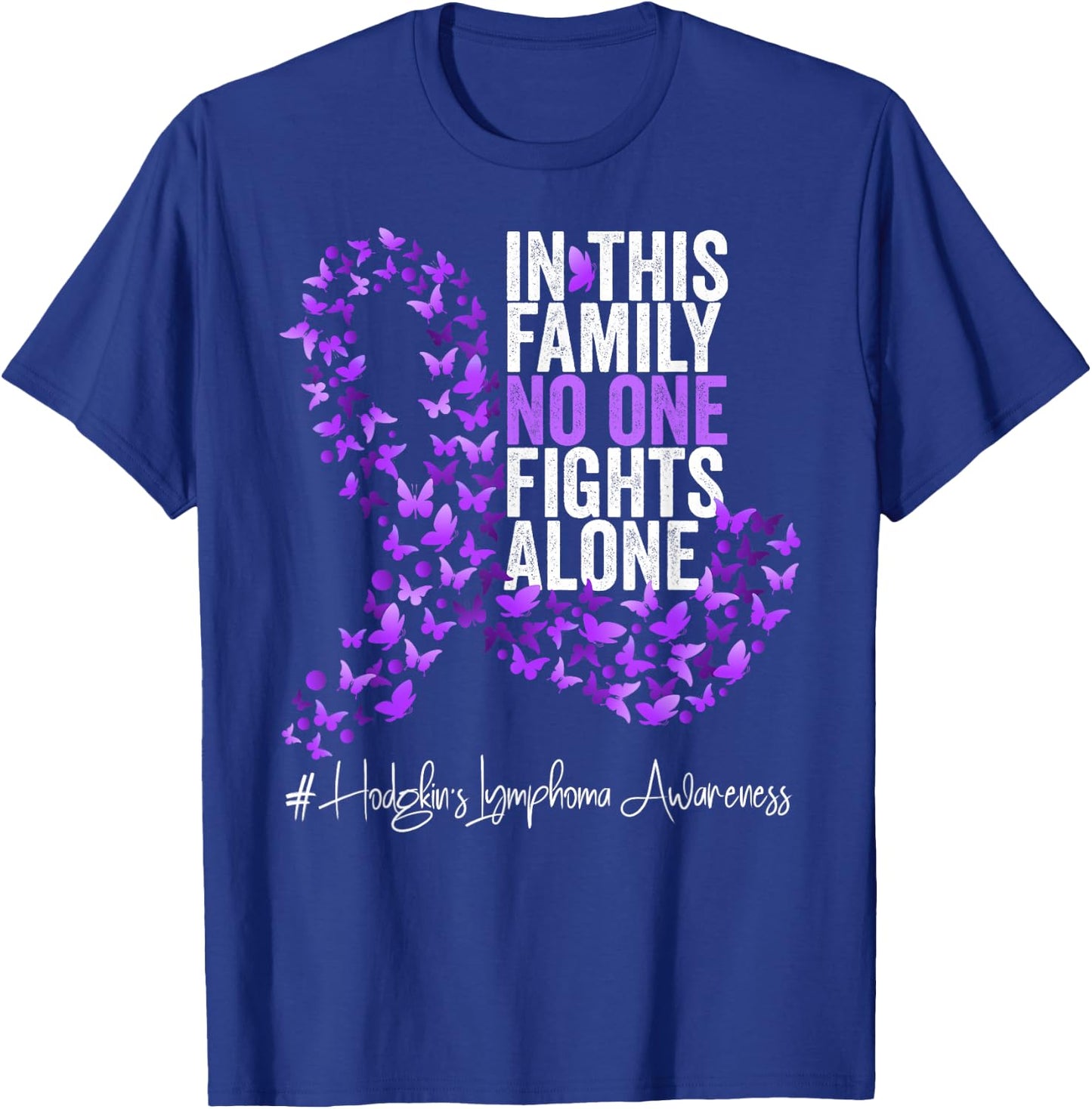 Hodgkin's Lymphoma Awareness Month Purple Ribbon T-Shirt - T-Shirt | Royal