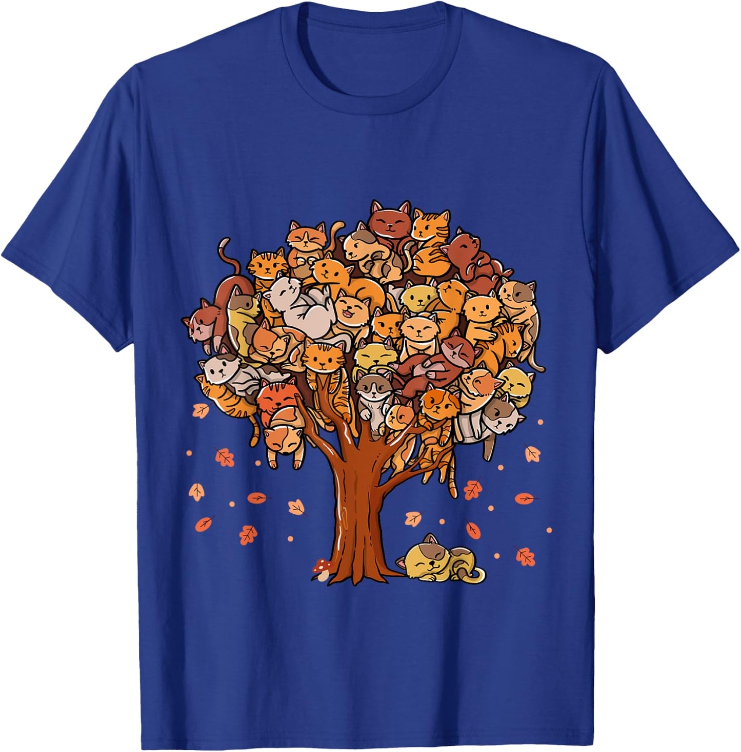 Autumn Tree Kittens Family Of Cats Fall Season Leaves T-Shirt - T-Shirt | Royal