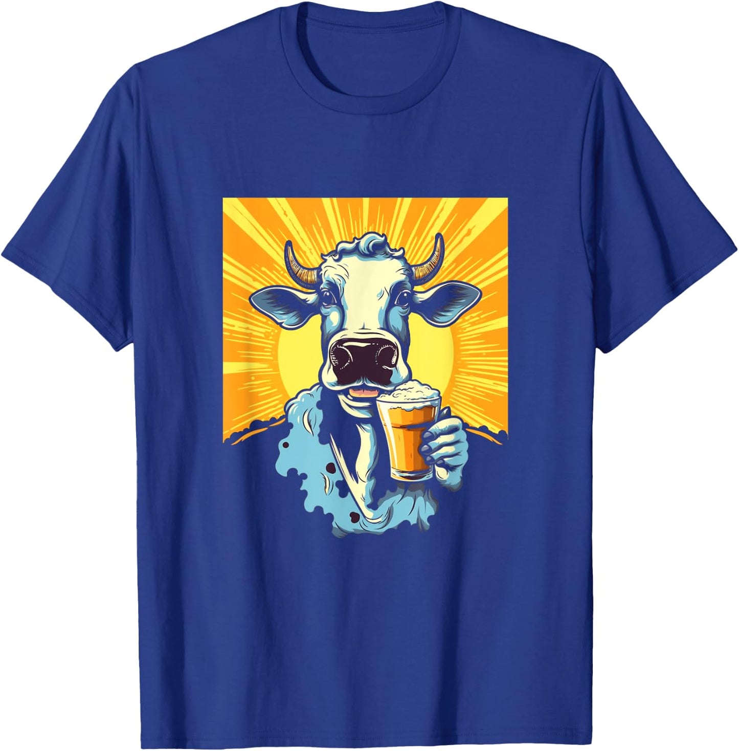 Cow Drinking Beer Glass Mug Brew Beer Drinker Drunk Cows T-Shirt - T-Shirt | Royal