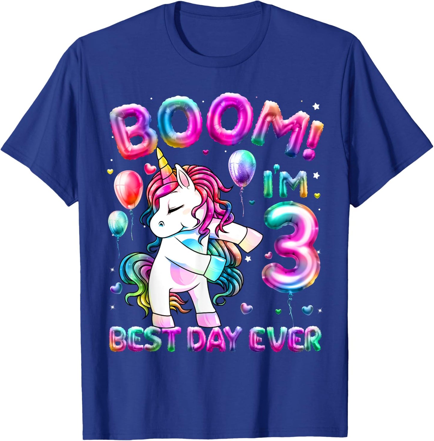 3 Years Old Flossing Unicorn Gifts 3rd Birthday Girl Party T-Shirt - T-Shirt | Royal