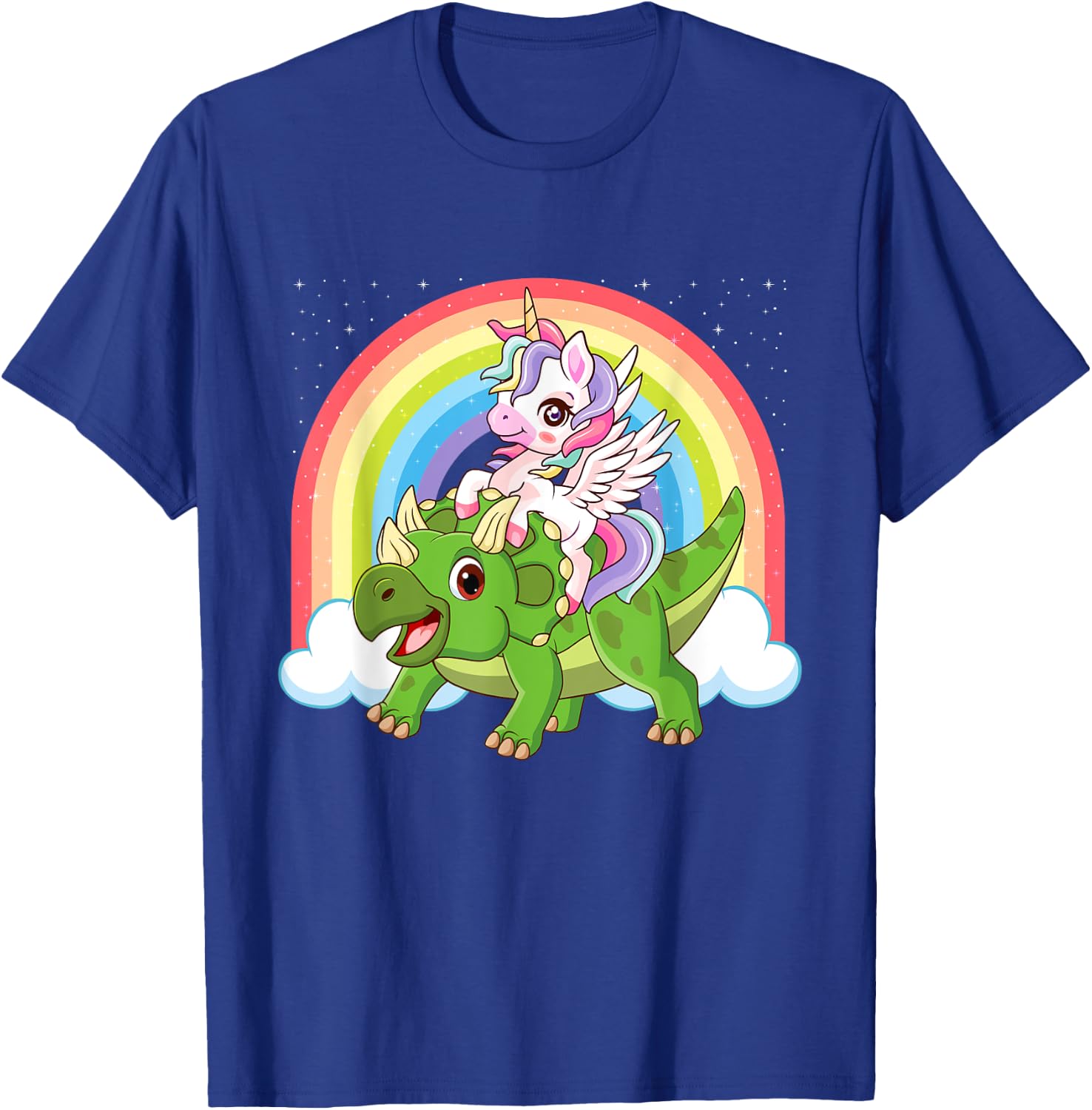 Magical Unicorn And Triceratops - Dinosaur Lover T-Shirt - T-Shirt | Royal