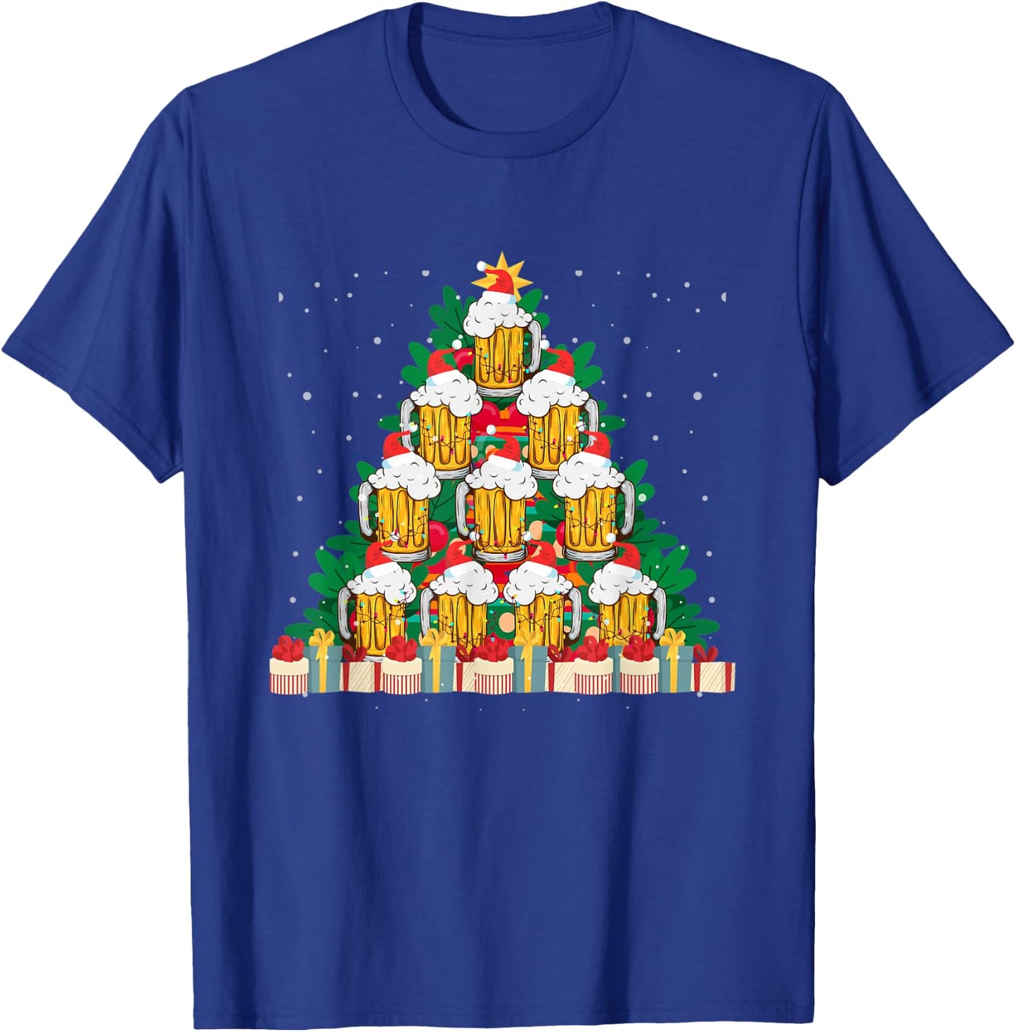 Christmas Fir Tree With Beer Ugly Xmas Beer T-Shirt - T-Shirt | Royal