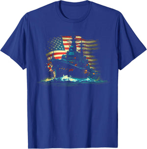 Battleship America Sea T-Shirt - T-Shirt | Royal