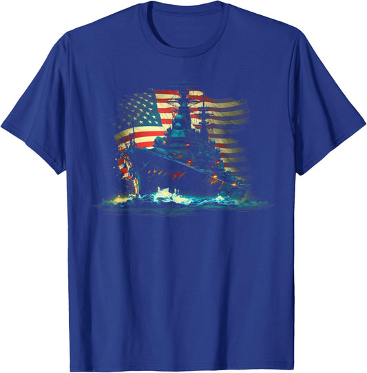 Battleship America Sea T-Shirt - T-Shirt | Royal