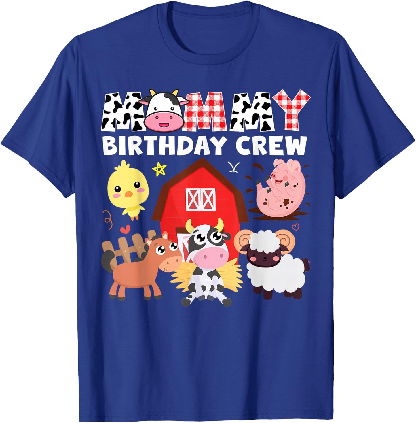 Cow Mommy Birthday Crew Farm Theme Animals Birthday Party T-Shirt - T-Shirt | Royal