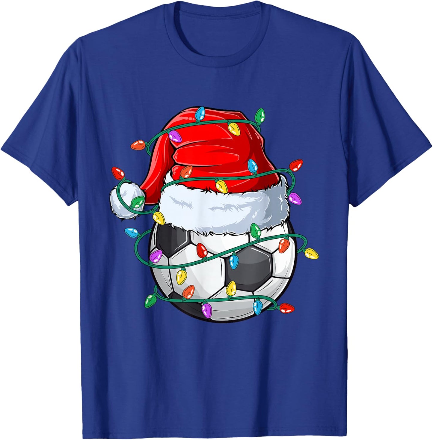 Christmas Soccer Xmas Santa Sports Hat Ball Kids Boys Men T-Shirt - T-Shirt | Royal