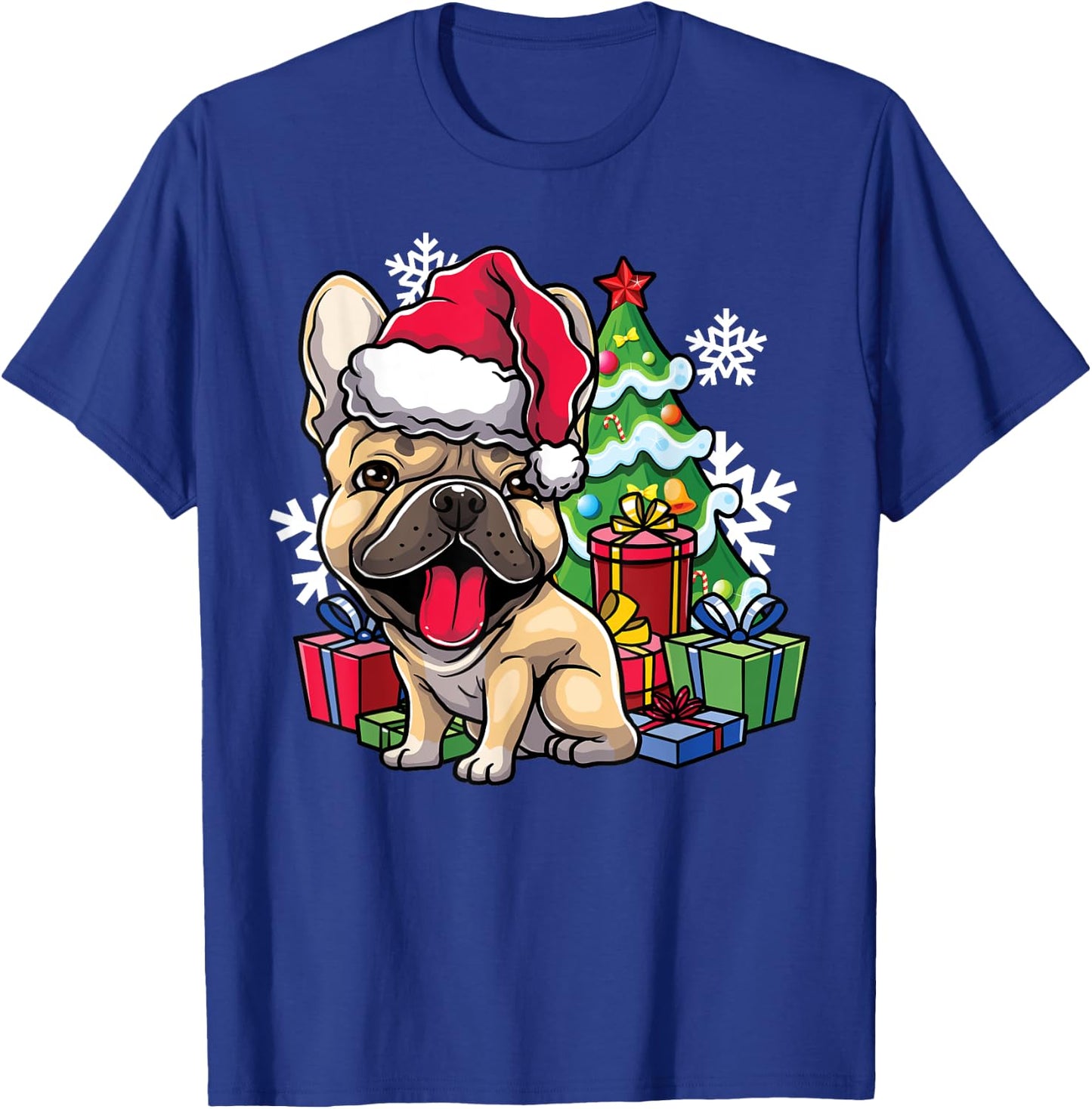 French Bulldog Christmas Santa Hat Xmas Dog Lover Gift Women Kids T-Shirt - T-Shirt | Royal