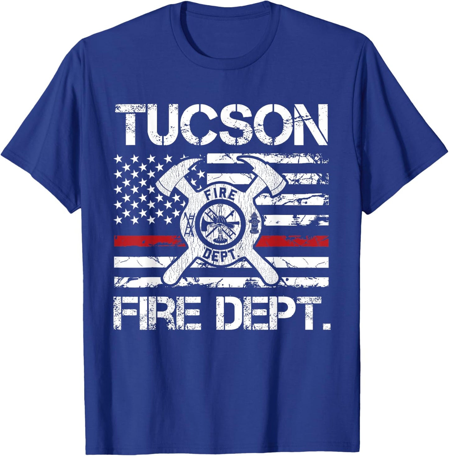 Tucson Arizona Fire Department Thin Red Line Fireman T-Shirt - T-Shirt | Royal