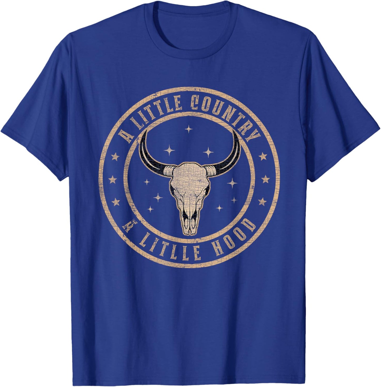 A Little Country A litlle Hood Vintage Bull Skull Western T-Shirt - T-Shirt | Royal