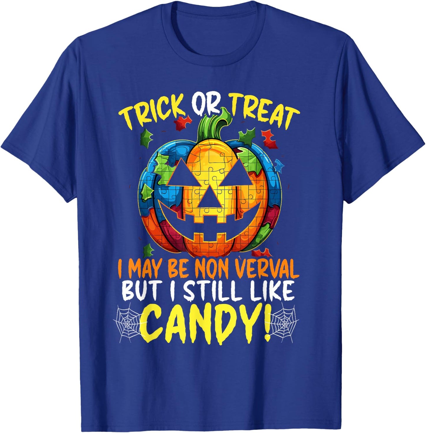 Autism Halloween Puzzle Trick Or Treat Autism Awareness T-Shirt - T-Shirt | Royal