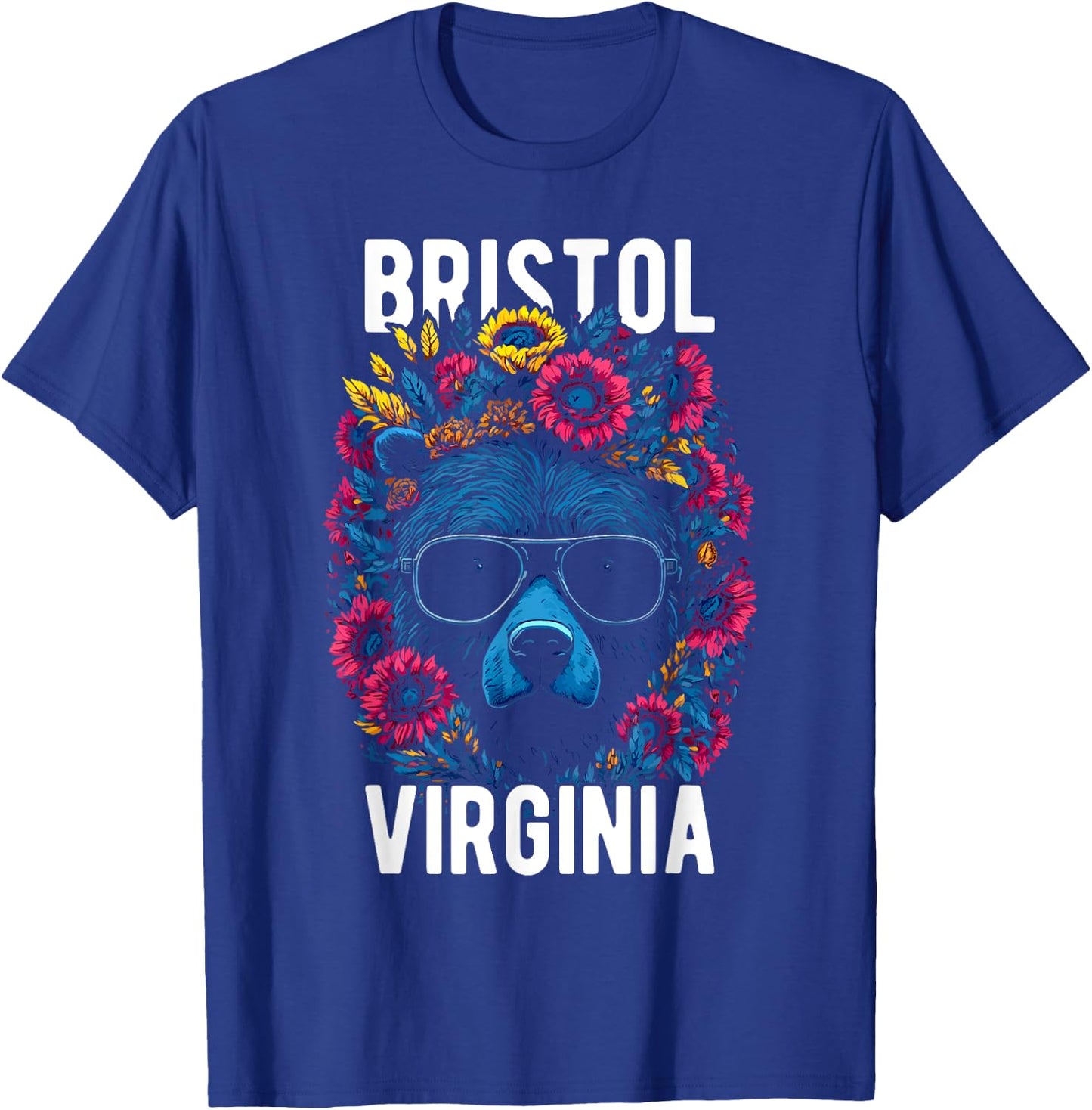Bristol Virginia USA Bear with Flowers Design T-Shirt - T-Shirt | Royal