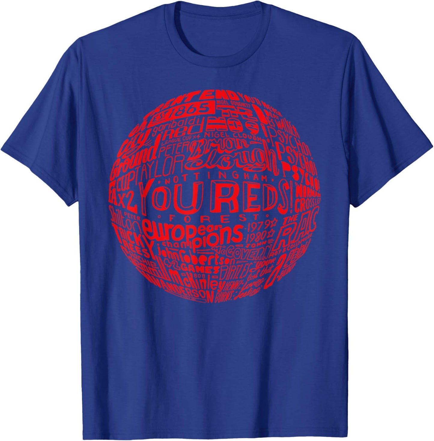 Nottingham Forest red Typography Football T-Shirt - T-Shirt | Royal