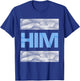 Blue He Is Him Blue Color Graphic T-Shirt - T-Shirt | Royal