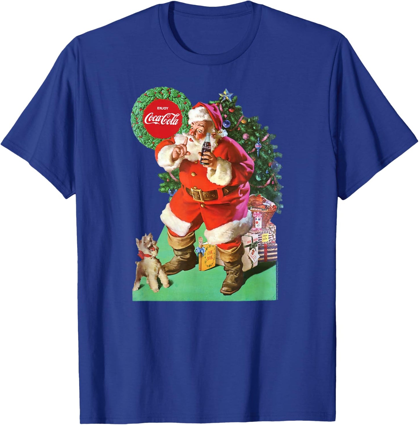 Coca-Cola - Vintage Santa With Dog Men Women T-Shirt - T-Shirt | Royal