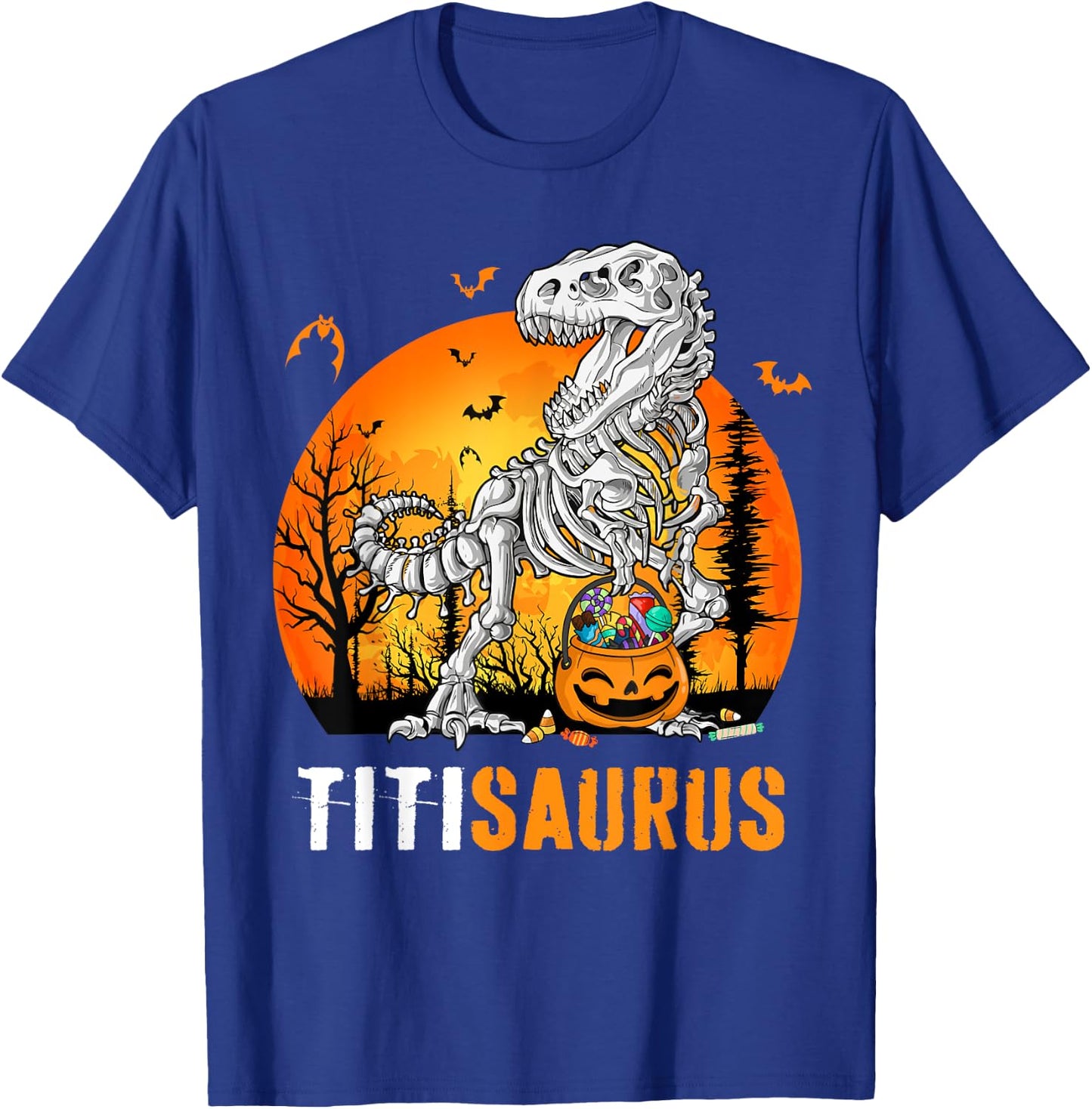 Titisaurus Dinosaur Skeleton Halloween Titi Saurus T-Shirt - T-Shirt | Royal