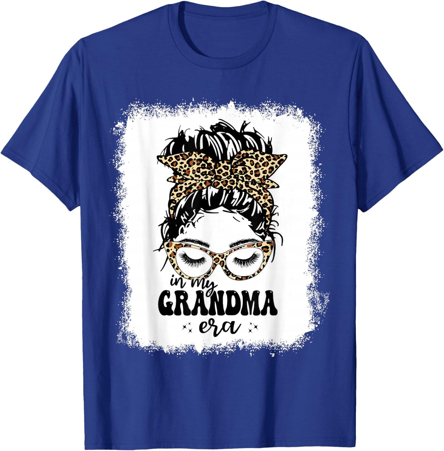 Leopard Messy Bun In My Grandma Era Bleached T-Shirt - T-Shirt | Royal