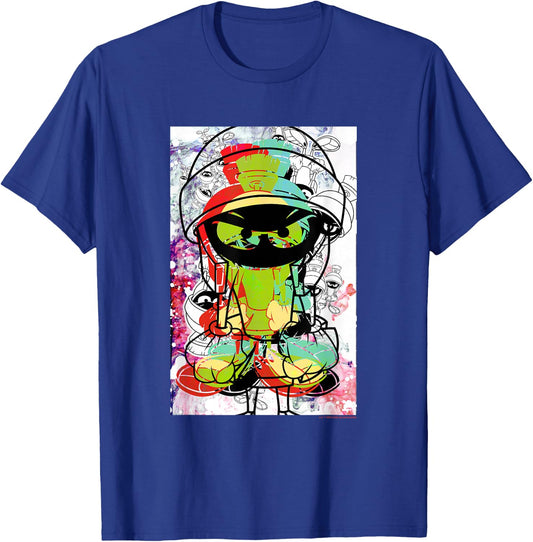 WB100 Looney Tunes Marvin The Martian Paint Sketch Portrait T-Shirt - T-Shirt | Royal