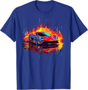 Supercar Exotic Sports Car Concept Poster Style Boys Graphic T-Shirt - T-Shirt | Royal