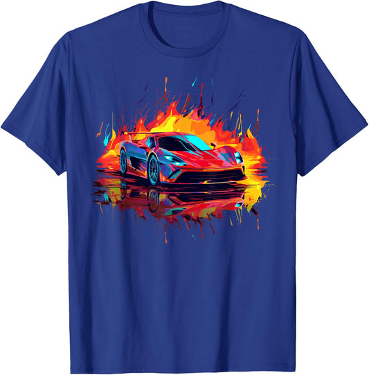 Supercar Exotic Sports Car Concept Poster Style Boys Graphic T-Shirt - T-Shirt | Royal