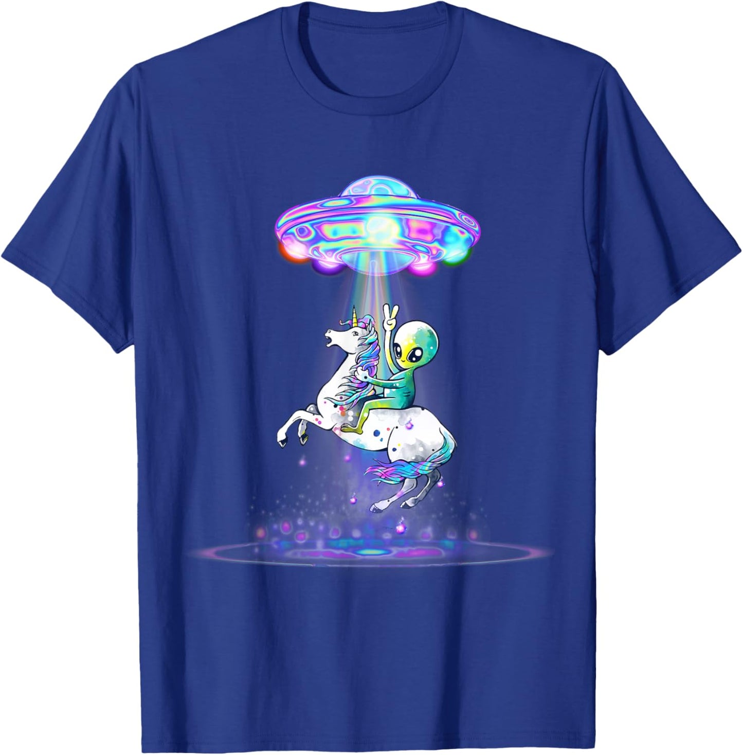 Funny UFO Alien Unicorn Galaxy T-Shirt - T-Shirt | Royal