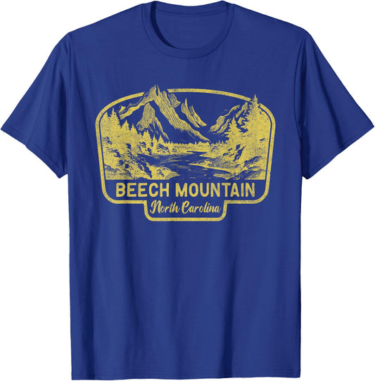 Beech Mountain North Carolina Hiking Outdoors Vintage T-Shirt - T-Shirt | Royal