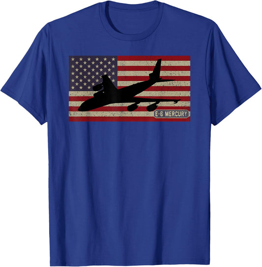 E-6 Mercury Plane Vintage American Flag Kids Men T-Shirt - T-Shirt | Royal