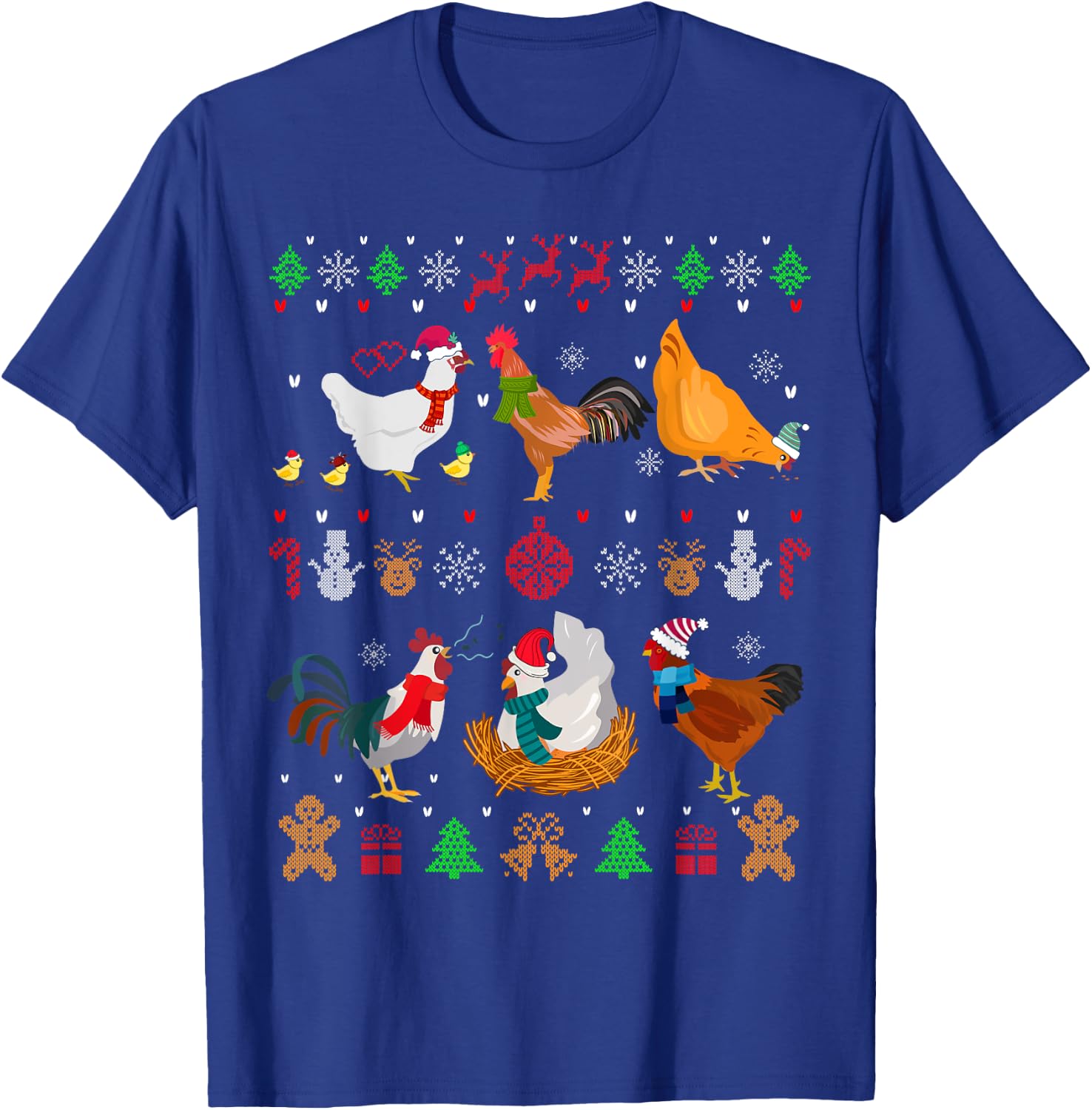 Chicken Collection Christmas Sweater Santa Chicken Farmer T-Shirt - T-Shirt | Royal