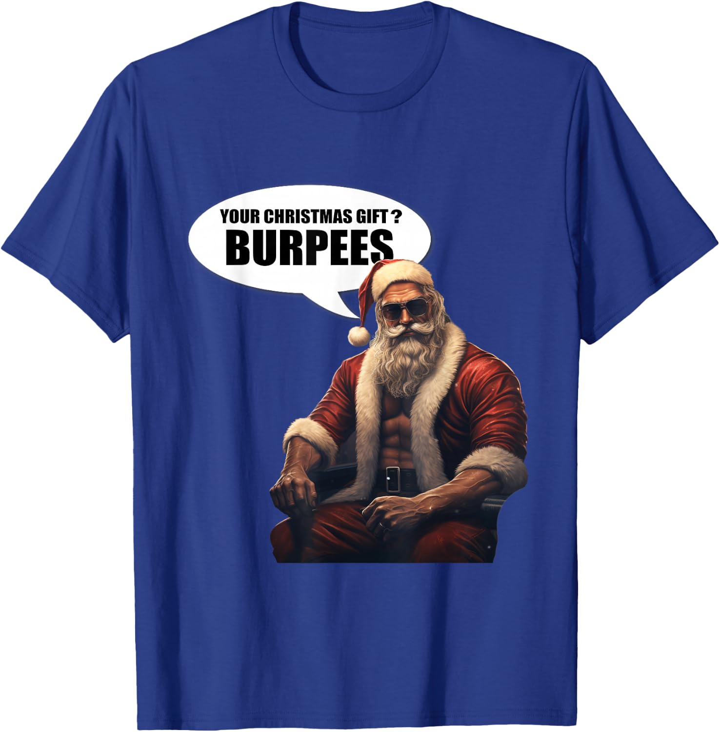 Muscular Santa Christmas Funny Fitness Gym Burpees T-Shirt - T-Shirt | Royal