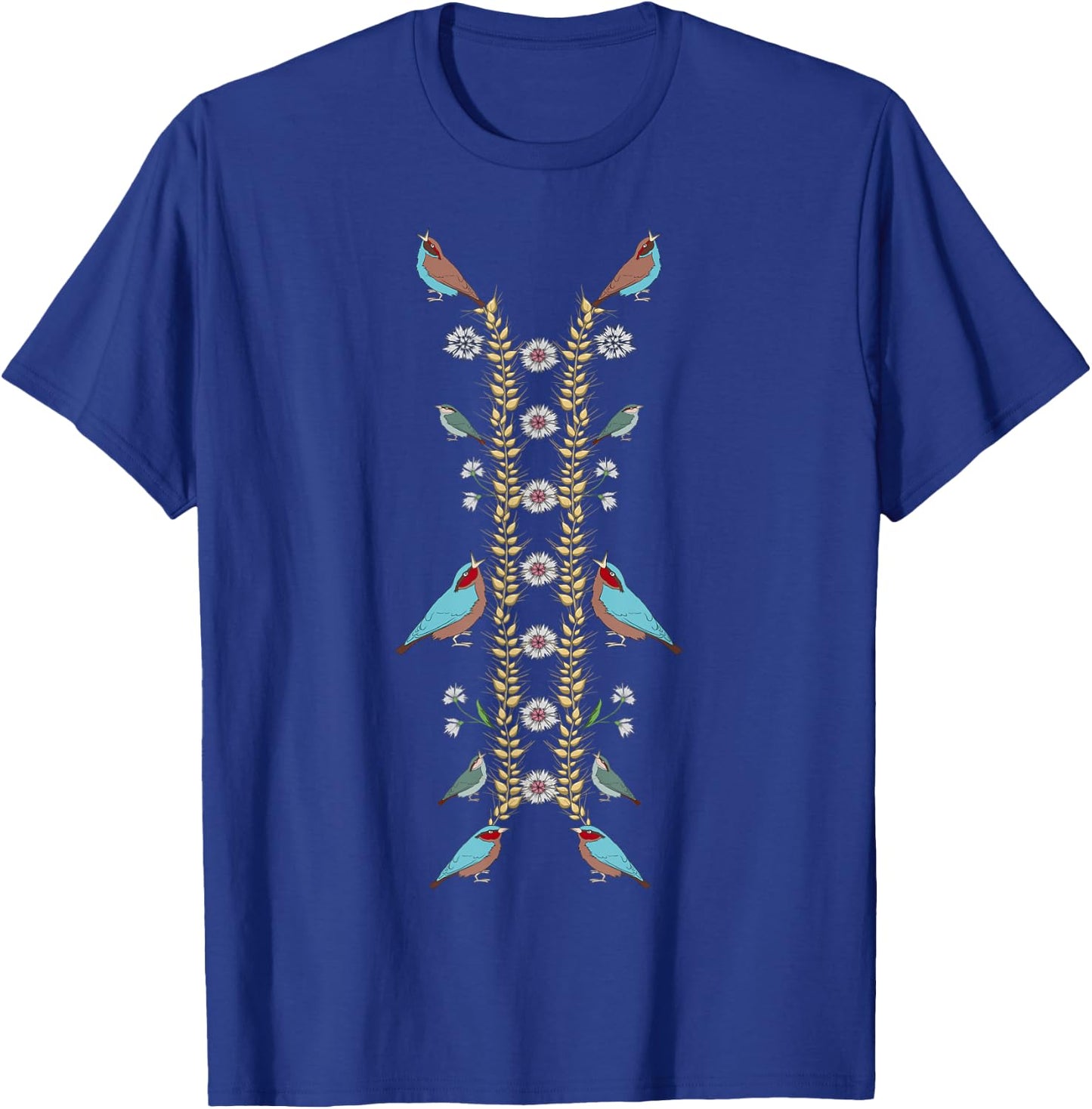 Ukraine Birds Cute Vintage Floral Ukrainian Vyshyvanka T-Shirt - T-Shirt | Royal