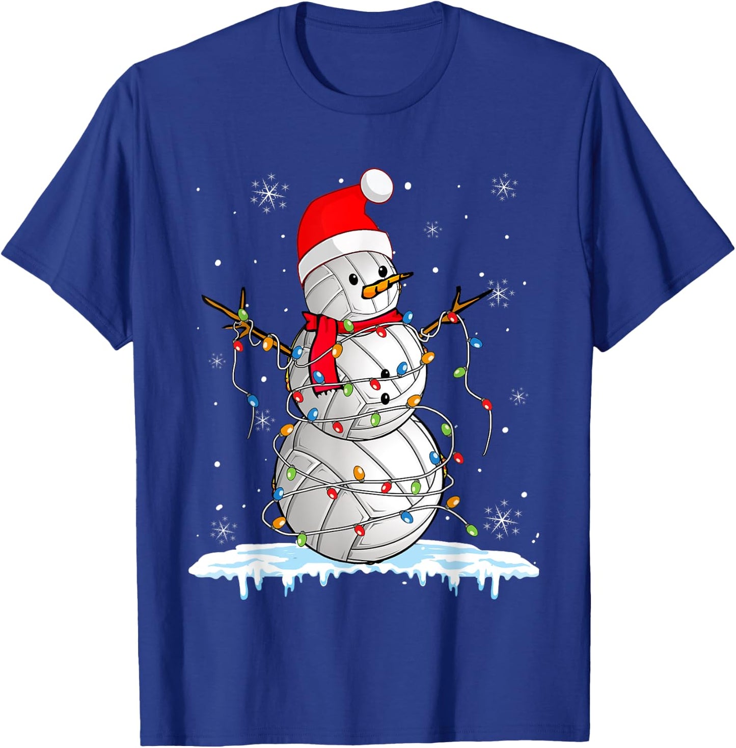 Snowmies Santa Lights Christmas Snowman Volleyball Pajamas T-Shirt - T-Shirt | Royal