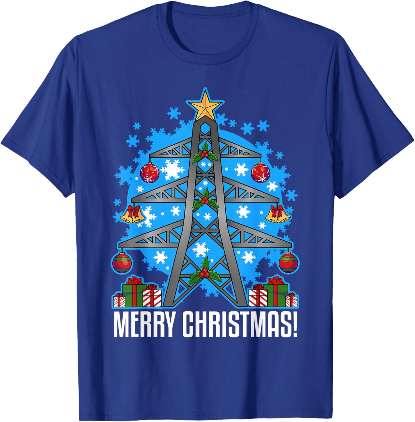 Electrician Gifts Men Women Ugly Christmas Electrician T-Shirt - T-Shirt | Royal